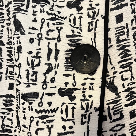 IC by Connie K Jacket, Women's M/L, Black/Cream, 3/4 Slv, Tribal Print, pockets - Picture 4 of 10